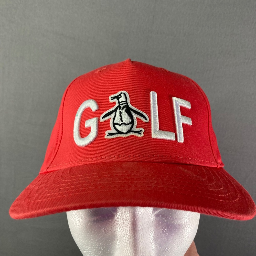 Original Penguin Golf Hat Red Snapback Embroidered‎ Logo Mens Cap